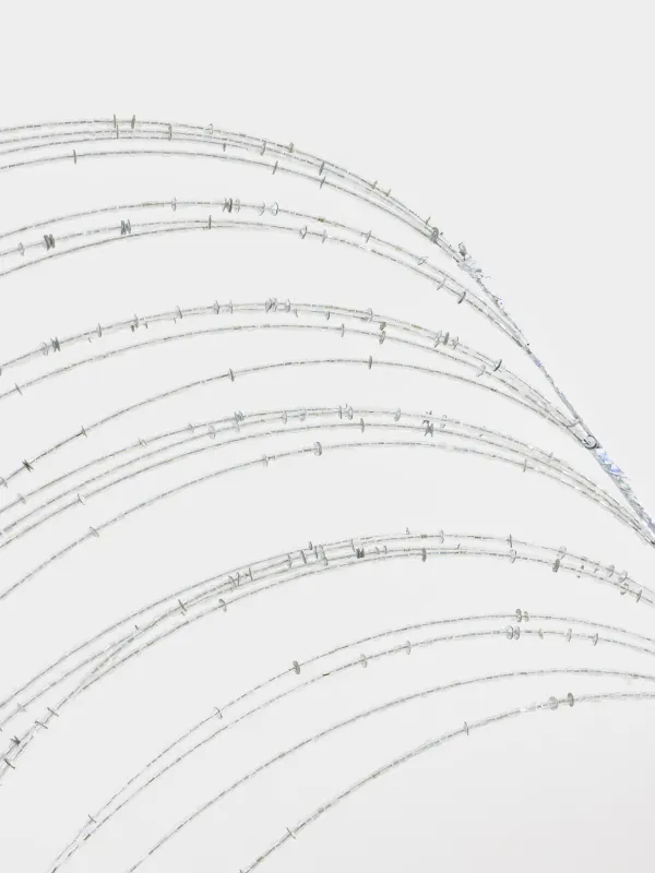 Сәндік бұтақ, 62 см, моншақтар/металл, күміс-қызыл, Тал, Curved decor, image-2