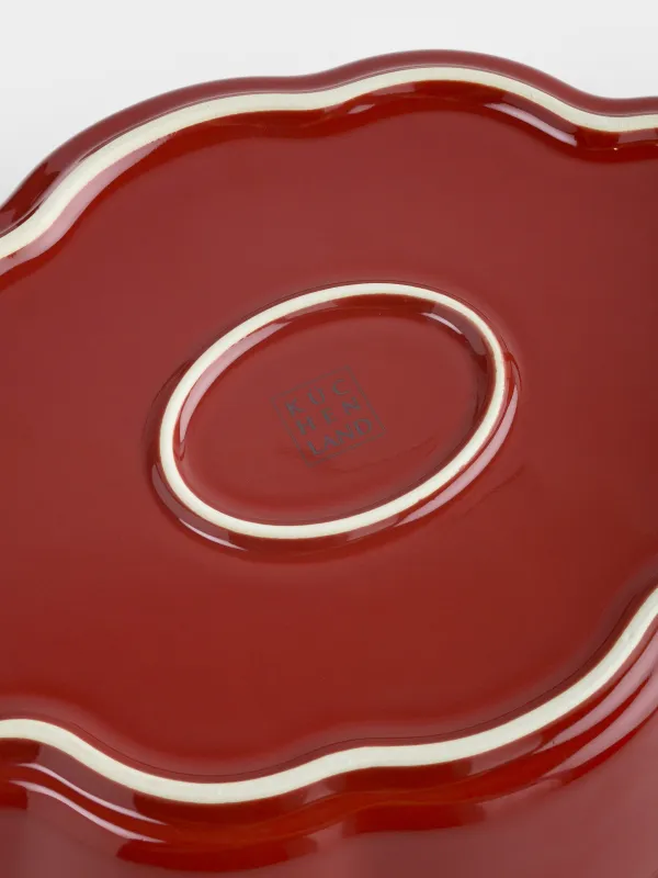 Форма для запекания, 34х21 см, с крышкой, керамика, красно-зеленая, Тыква, Gourd, image-6