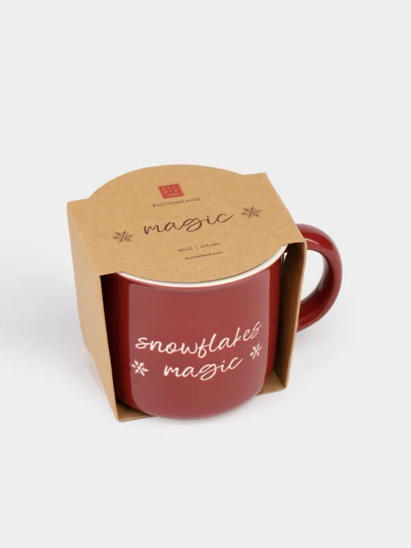 Саптыаяқ, 400 мл, фарфор N, қою қызыл, Snowflakes magic, Mug title, image-4