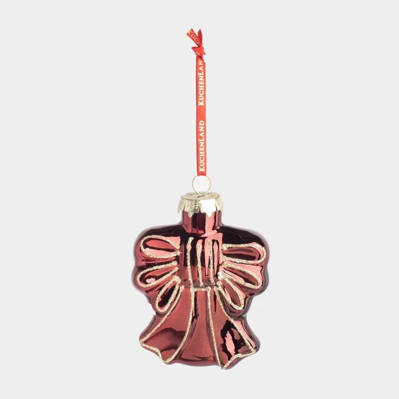 Шырша ойыншығы, 8х9 см, шыны, жылтырақтары бар, қою қызыл, Бантик, Figure christmas