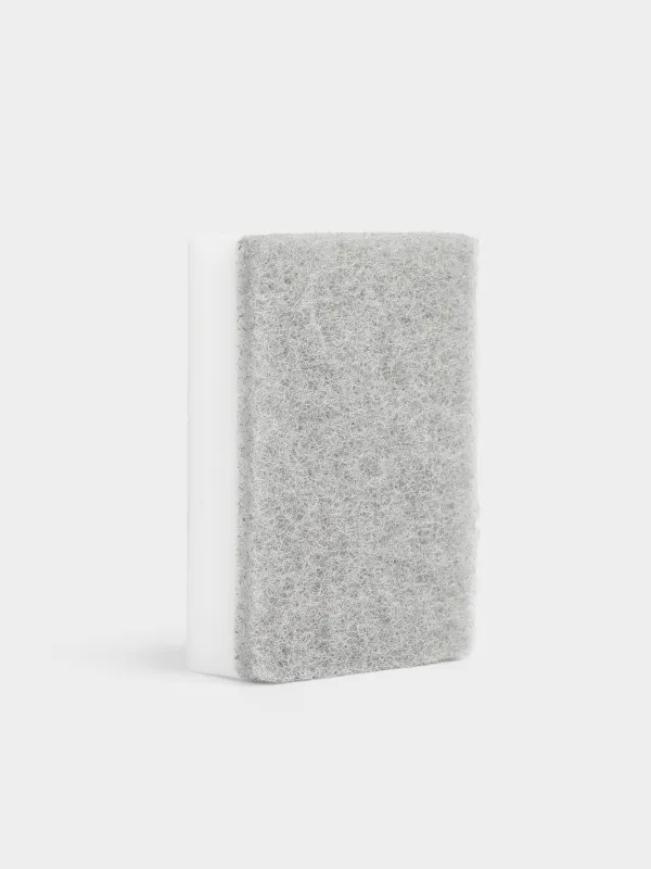 Губка меламиновая, 3 шт, с абразивной вставкой, бежевая, Clean, image-1