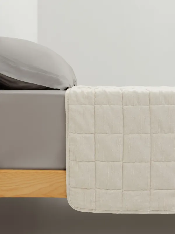 Төсек жапқыш, 220х240 см, сырылған, шенилл/микрофибра, сарғылт-қоңыр, шаршылар, Stitch chenill, image-2