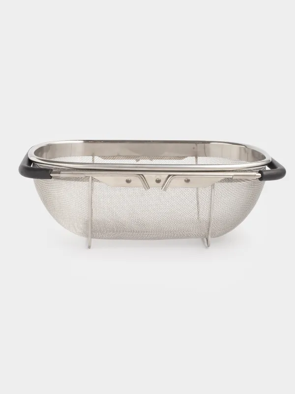 Дуршлаг, 27/40х18 см, на раковину, раздвижной, сталь/ПВХ, черный, Tammy, image-0