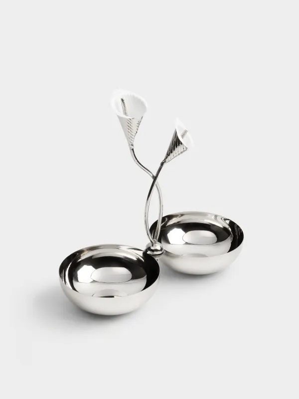 Подставка для закусок, 26х26 см, 2 отд, с ручкой, металл, Каллы, Fantastic flower, image-2