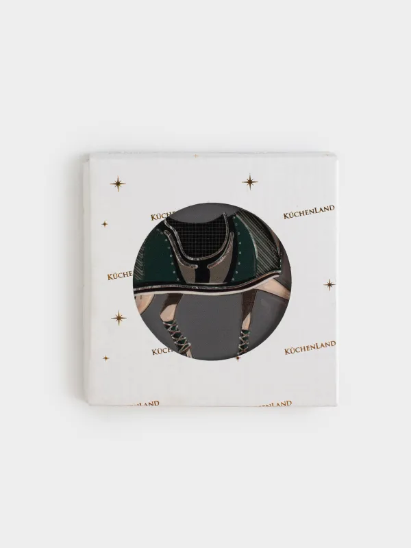 Саптыаяқ тұғыры, 11х11 см, төртбұрыш, керамика/тығын, Күміс жылқы, Horse silver, image-4