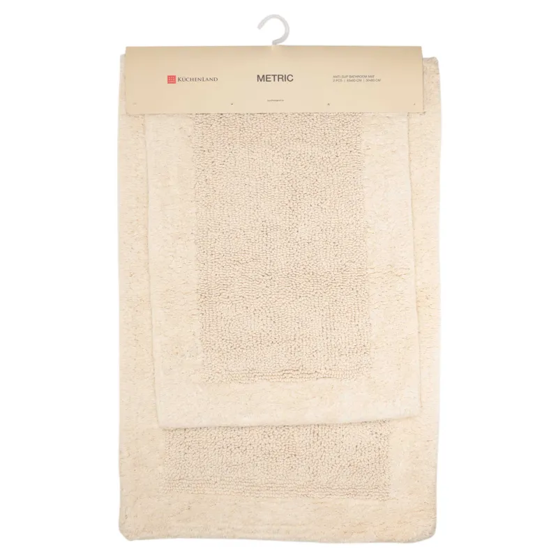 Жуыну бөлмесіне арналған кілемше, 40x60/50x80 см, 2 дана, сырғуға қарсы, мақта, сүт түсті, Metric, image-7