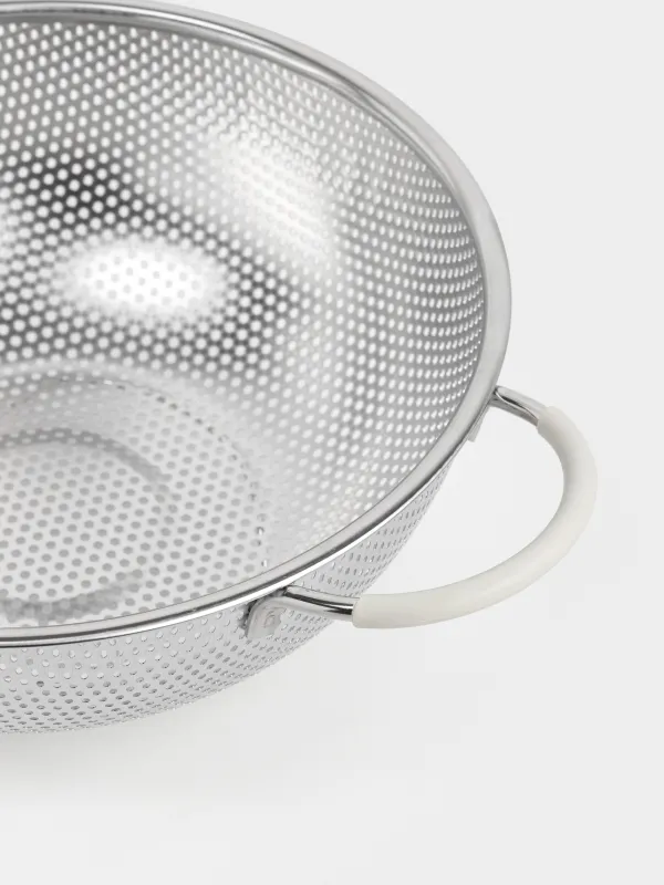 Дуршлаг, 25 см, с двумя ручками, сталь/силикон, бежевый, Sieve, image-3