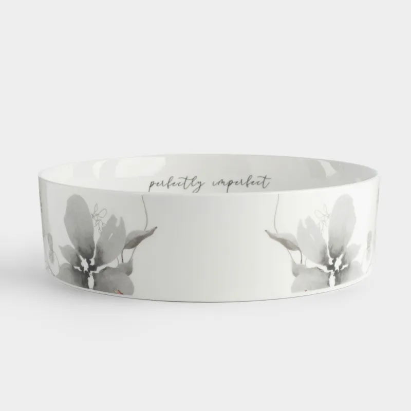 Ыдыс, 23х6 см, бүйірлері бар, фарфор N, Сұр гүлдер, Watercolor