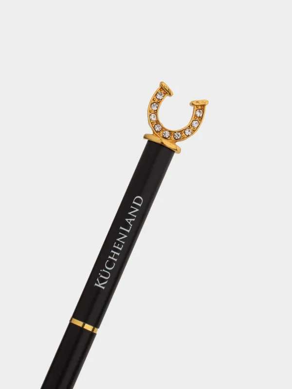 Ручка шариковая, 15 см, с фигуркой, сталь, черная, Подкова, Draw figure, image-2