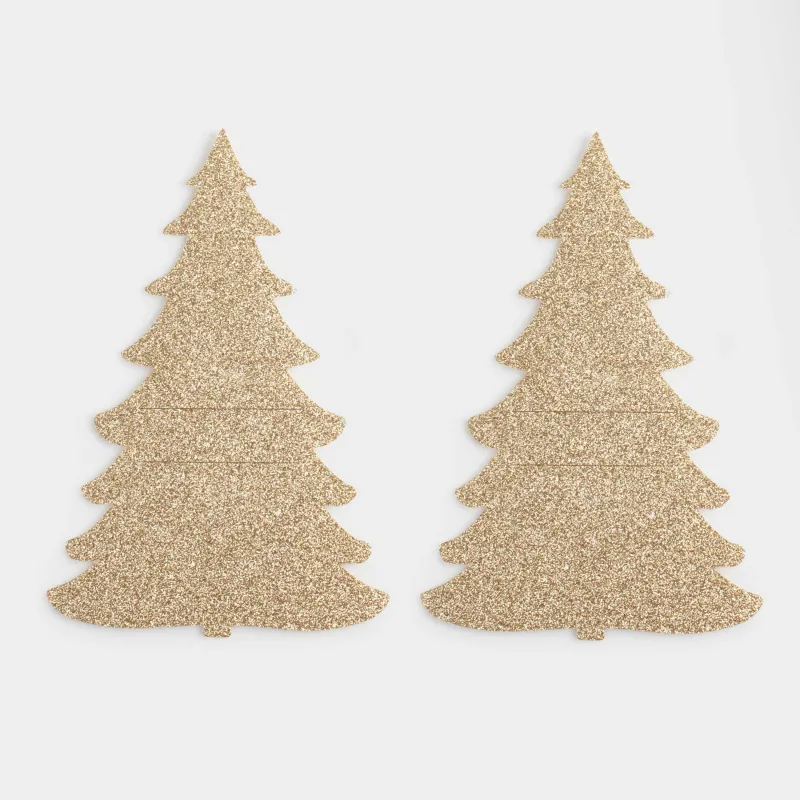 Карман для столовых приборов, 24х16 см, 2 шт, фетр, золотистый, Ель, Felt mat