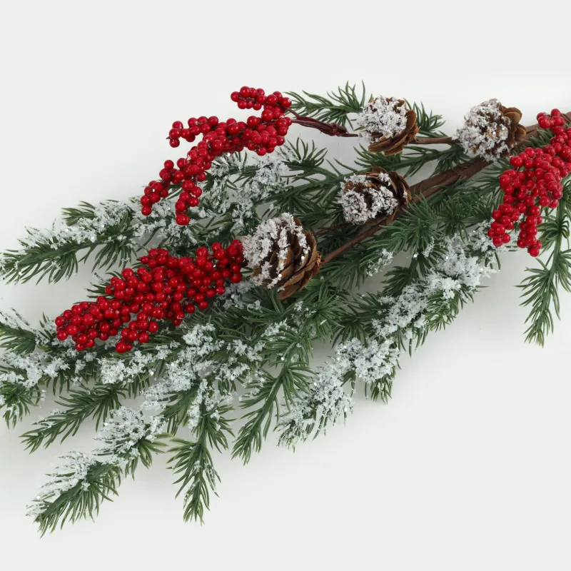 Композиция декоративная, 76 см, пластик, Красные ягоды и шишки, Red berry, image-2