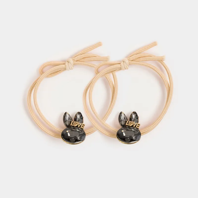 Шашқа арналған серпімді жолақ, 4 см, 2 дана, полиэстер / пластик, сүт, қоян, Rabbit