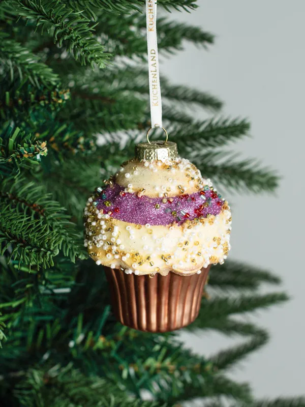 Шырша ойыншығы, 7х10 см, шыны, жылтырақтары бар, сүт түстес және қызғылт, Кекс, Figure sparkle, image-3