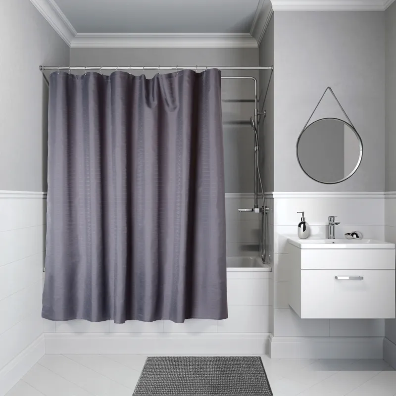 Штора для ванной, 180х180 см, с кольцами, полиэстер/металл, графитовая, Protection, image-0