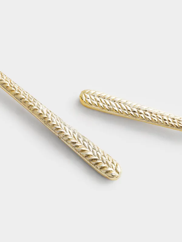 Салат салуға арналған құрылғылар, 26 см, 2 зат, қасық/шанышқы, болат, алтын, масақ, Harvest, image-3