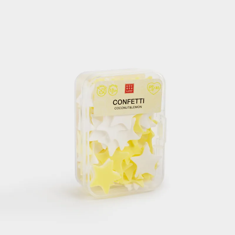Мыло-конфетти, 2 см, 80 шт, желтое/белое, Кокос/Лимон, Звезда, Confetti