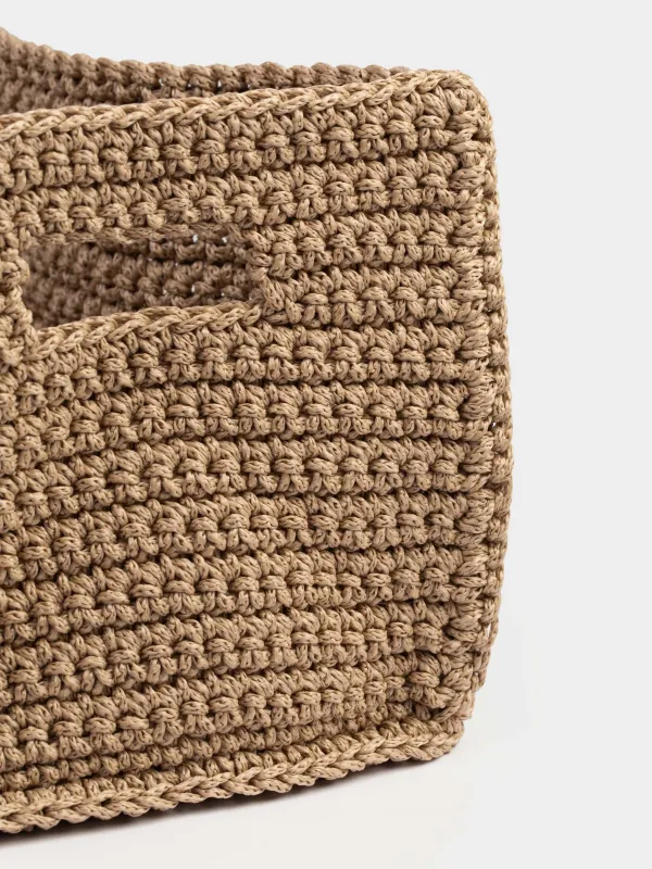 Сақтау себеті, 25х16х15 см, тоқылған, тұтқалары бар, полипропилен Иірілген жіп, қоңыр, Bolsa, image-2