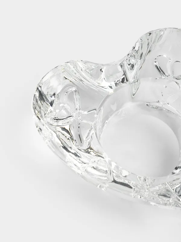 Шам ұстағыш, 8х3 см, шай шамына арналған, хрусталь шыны, Жүрек, Heart, image-2