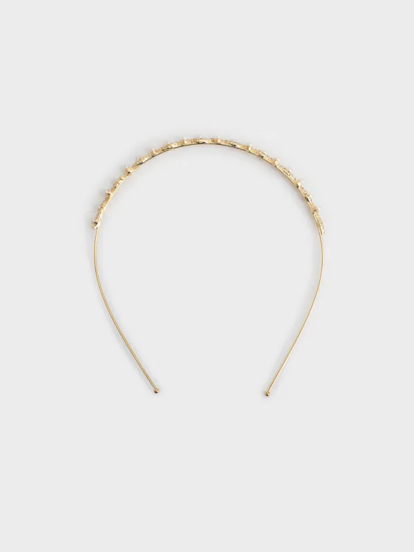 Тоғыншақ, 12х14 см, шыны/металл, алтын түстес, кристалдары бар моншақтар, Hair crystal, image-0