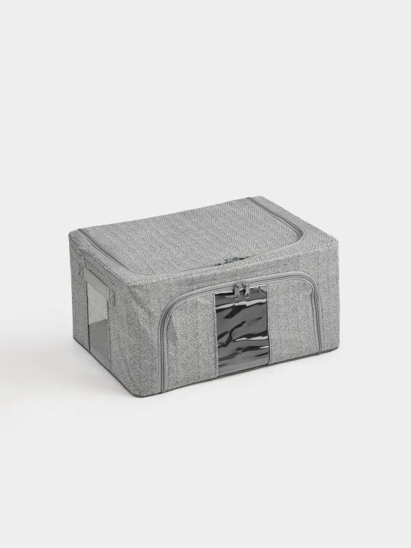 Қорап-органайзер, 40х30х20 см, сыдырмалы, тоқыма, сұр, Pedant new, image-1