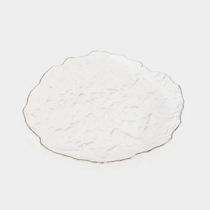 Блюдо, 26 см, стекло, с серебристым кантом, Nautilus silver, image-1