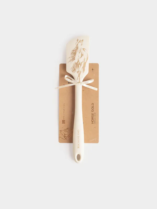 Лопатка-шпатель, 28 см, силикон, молочная, Лошадь, Horse gold, image-3
