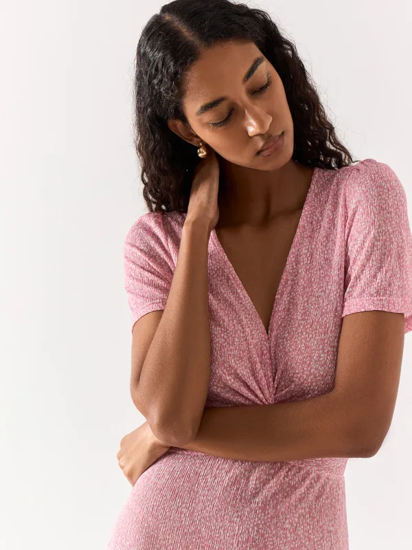 Әйелдер көйлегі, макси, өлшемі S, қысқа жеңді, полиэстер, қызғылт, Гүлдер, Umina, image-4