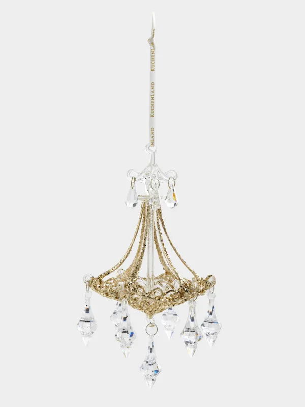 Игрушка елочная, 20 см, стекло, шампань, Люстра, Figure sparkle, image-1