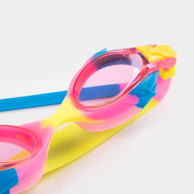 Очки для плавания, 18 см, в футляре, пластик/силикон, розово-синие, Рыбки, Swim, image-3