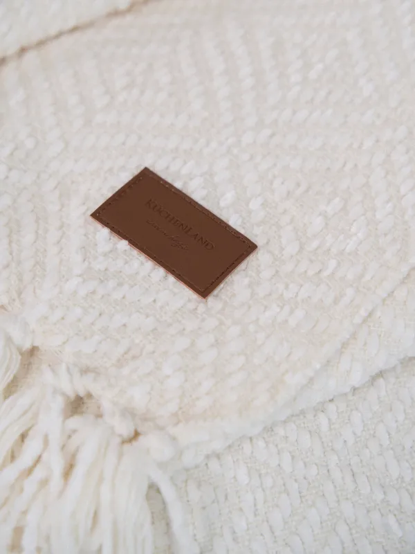 Жамылғы, 130х170 см, шашағы бар, шенилл, сүт түстес, Chenill, image-6