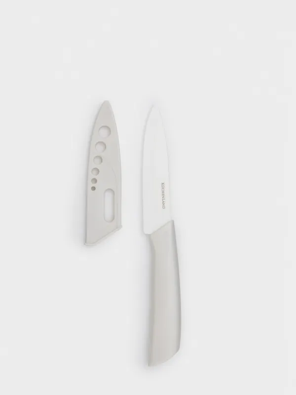 Көкөніс тазартқыш пышақ, 10 см, қақпағы бар, керамика/пластик, сүтті, Regular, image-0