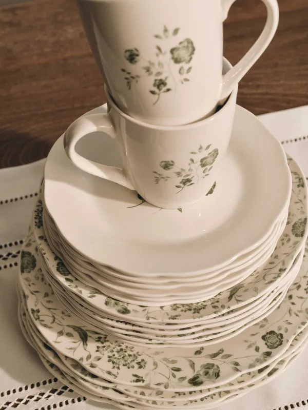 Сервиз обеденный, 6 перс, 18 пр, фарфор P, белый, Зеленые розы, Green rose, image-8