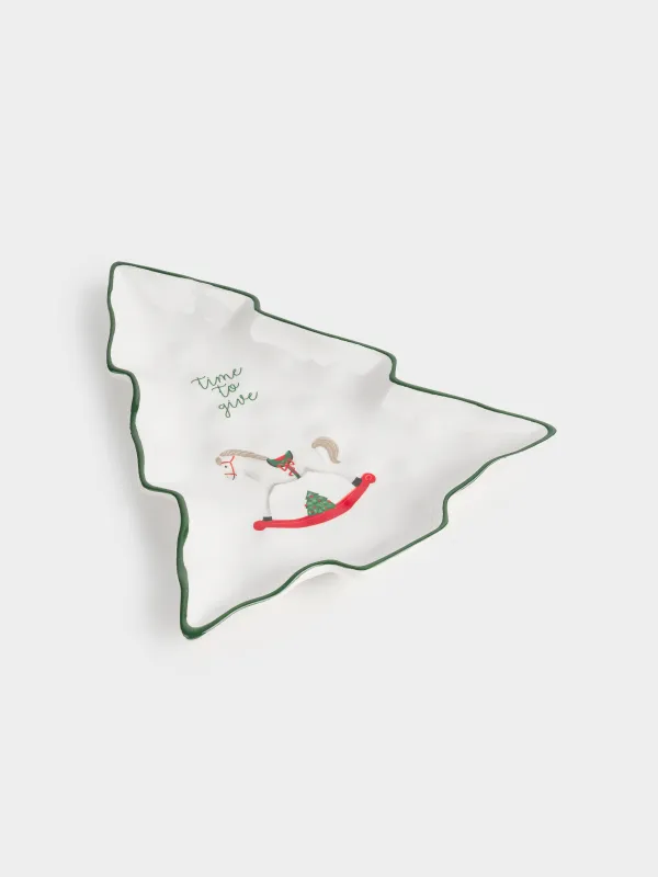 Ыдыс, 31х27 см, керамика, Жылқы, Сhristmas green, image-1