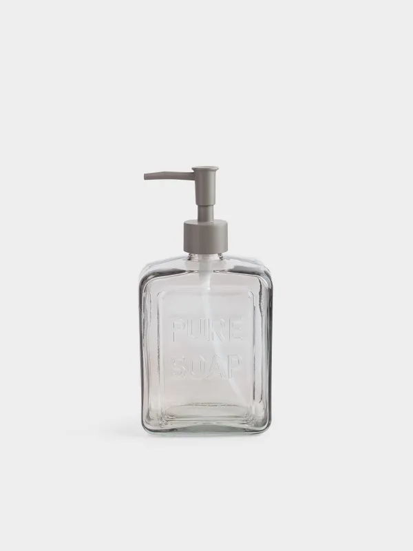 Сұйық сабын мөлшерлегіші, 570 мл, шыны/пластик, сұр-қоңыр, Pure soap, Title color, image-0