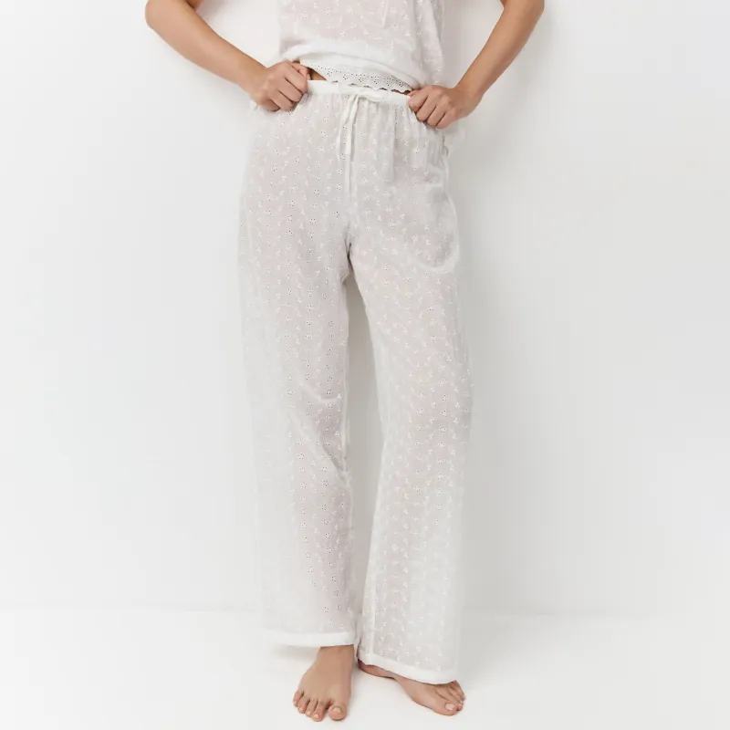 Әйелдер шалбары, үйге арналған, өлшемі L, мақта К, ақ, Өрнектер, Deremisa