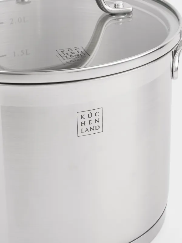 Кастрюля, 16 см, 2,4 л, с крышкой, сталь/стекло Б, Silver Stone, image-3