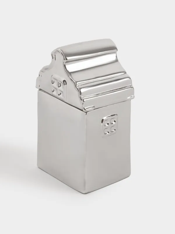 Сақтау ыдысы, 11х20 см, 800 мл, керамика, күміс, Үй, House shape, image-2