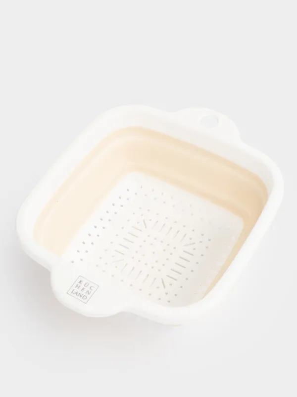 Дуршлаг, 26 см, жиналмалы, шаршы, пластик/резеңке, сұр-сарғылт қоңыр, Foldaway, image-2