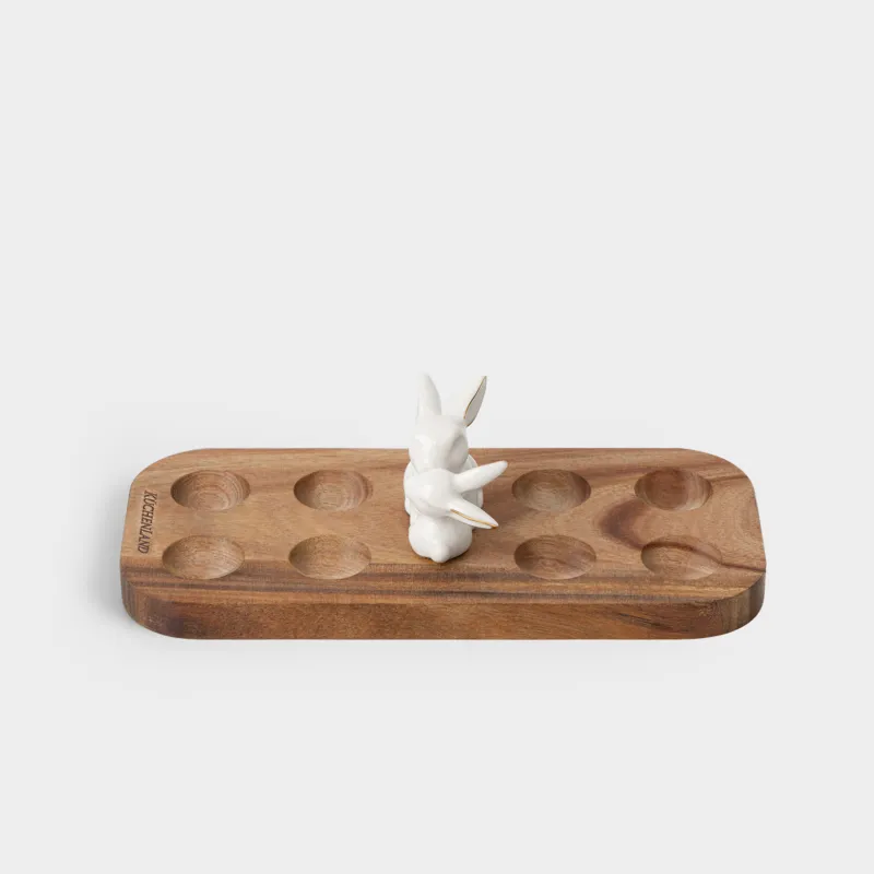 Блюдо пасхальное, 23х7 см, 8 отд, дерево/фарфор P, Кролик, Noble tree