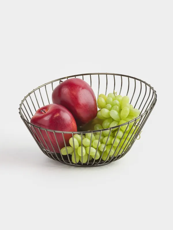 Жеміс себеті, 25 см, металл, қара және қола, шыбықтар, Twist black, image-4