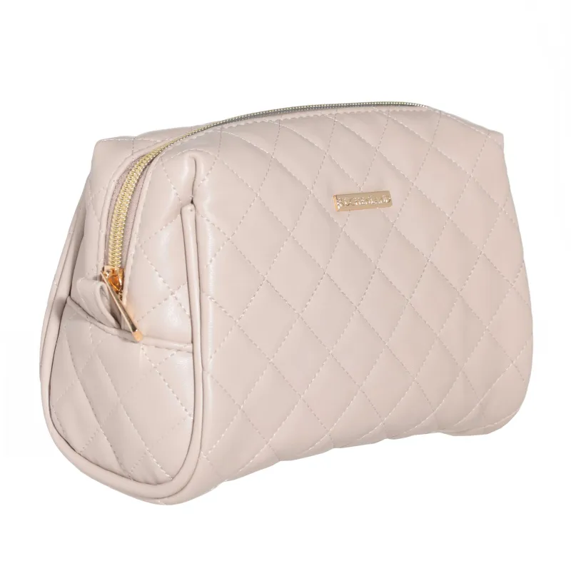 Косметика сөмкесі, 21х13 см,  полиуретан, сарғылт, Quilted, image-1