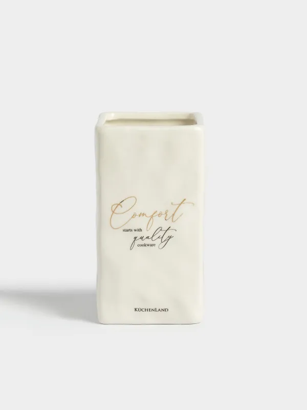 Ас үй ыдыстарына арналған тұғыр, 15 см, керамика, сүт түстес, Мыжылған әсер, Crumple kitchen, image-0