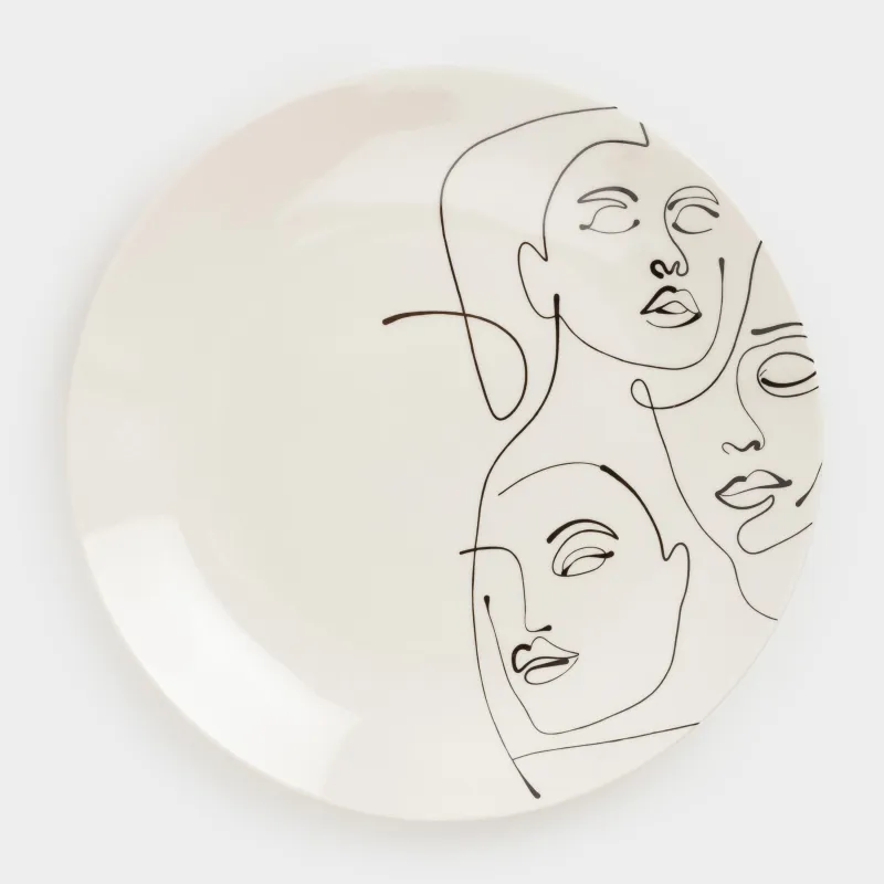 Тіскебасар тәрелкесі, 23 см, 2 дана, фарфор N, сүт түстес, Абстрактті беттер, Face, image-2