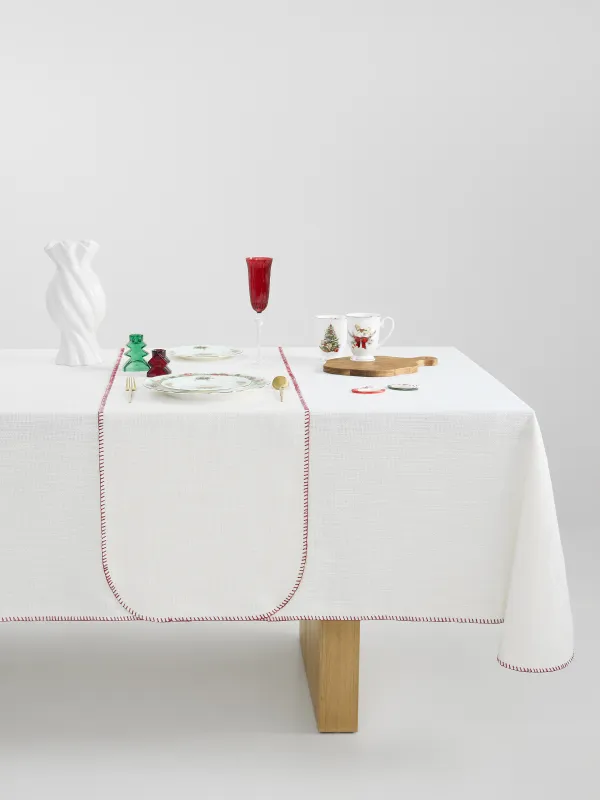 Үстел төсеніші, 40х160 см, тігісі бар, полиэстер, сүт түстес, Кендір мата, Gunny traditions, image-7