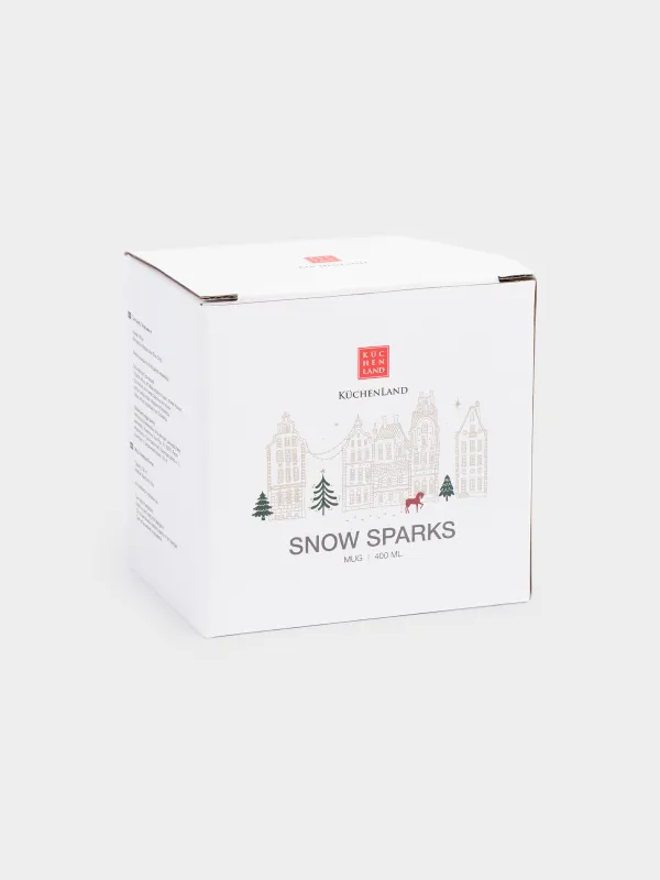 Саптыаяқ, 370 мл, фарфор N, сүт және алтын түстес, Үйлер мен жылқы, Snow sparks, image-5