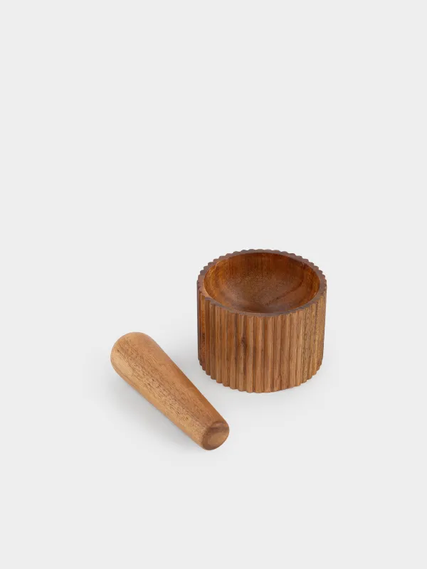 Ступка для специй, 10 см, с пестиком, дерево, круглая, Noble flow, image-1