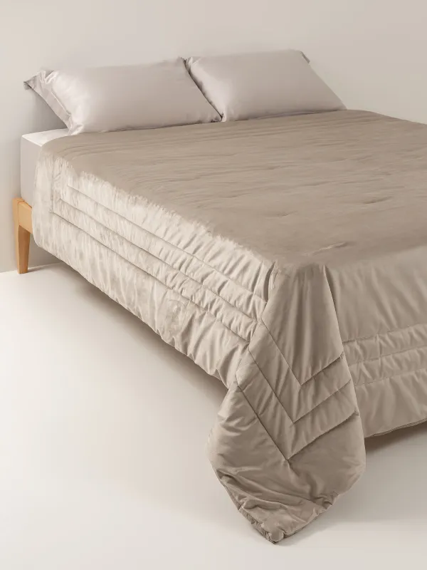 пқыш, 220х240 см, төсеніш, барқыт/микрофибра, сарғылт, жақтау, Stitch velvet, image-0