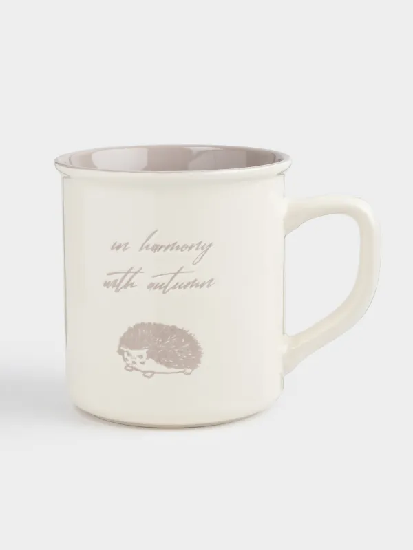 Саптыаяқ, 430 мл, фарфор N, сүтті-сарғылт-қоңыр, Кірпі, Forest animals, image-0