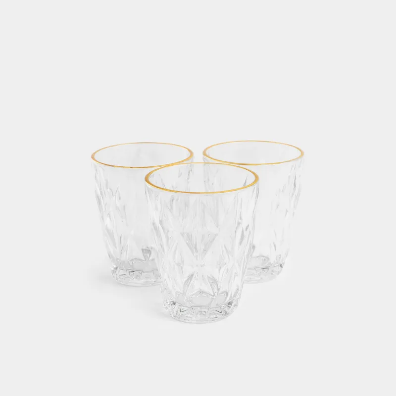 Стақан, 10 см, 270 мл, 6 дана, шыны Р, алтын жиегі бар, Rhomb gold