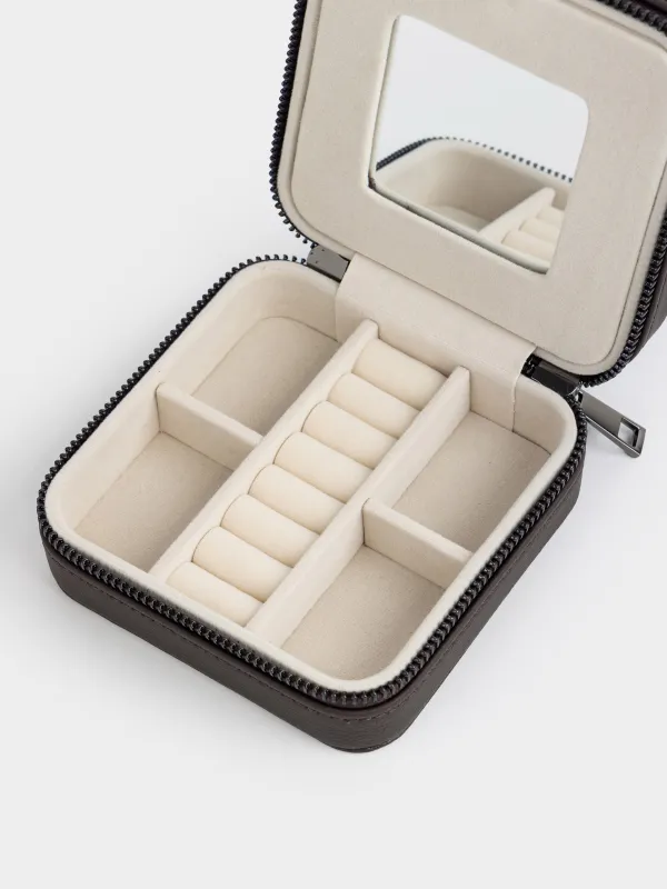 Зергерлік қорап, 12х12 см, айнасы бар, жасанды былғары/МДФ, қоңыр, Premiere small, image-6